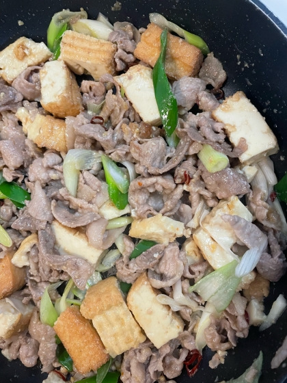 ♡ご飯が進む　厚揚げ　白ネギ　豚肉　味噌炒め♡