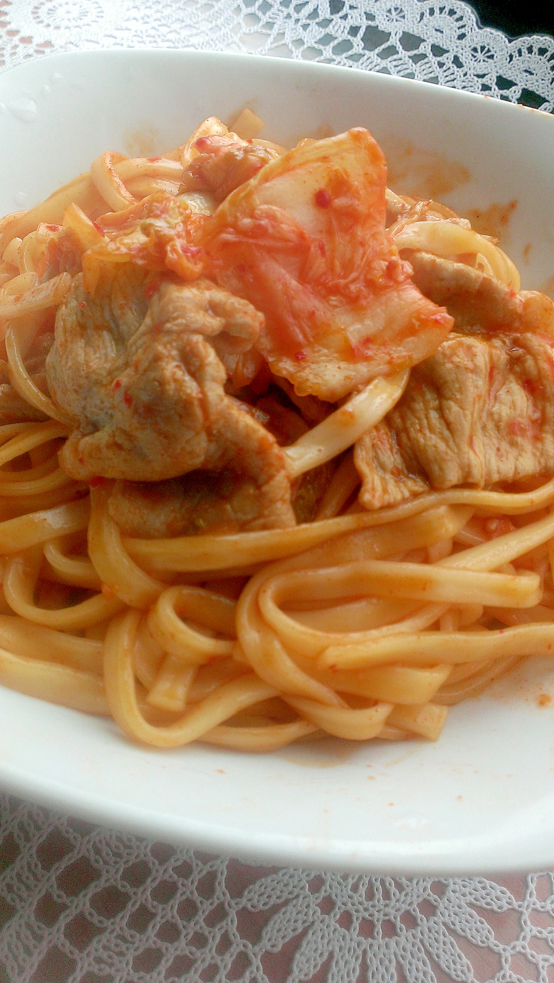 豚キムチ焼きうどん♪