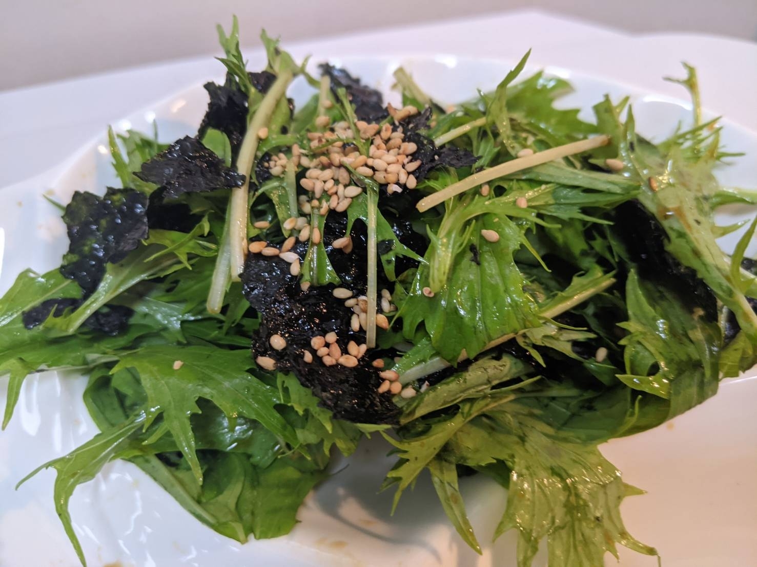 ポリ袋で簡単♪水菜と韓国海苔のサラダ