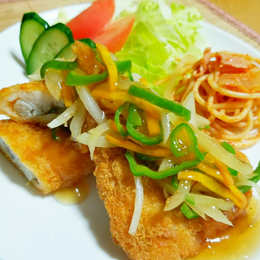 お惣菜が大変身♡魚フライの甘酢あんかけ