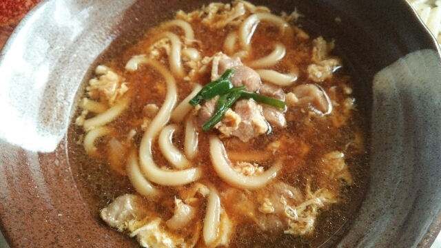 つるつるふわふわ鶏肉の卵とじうどん♪