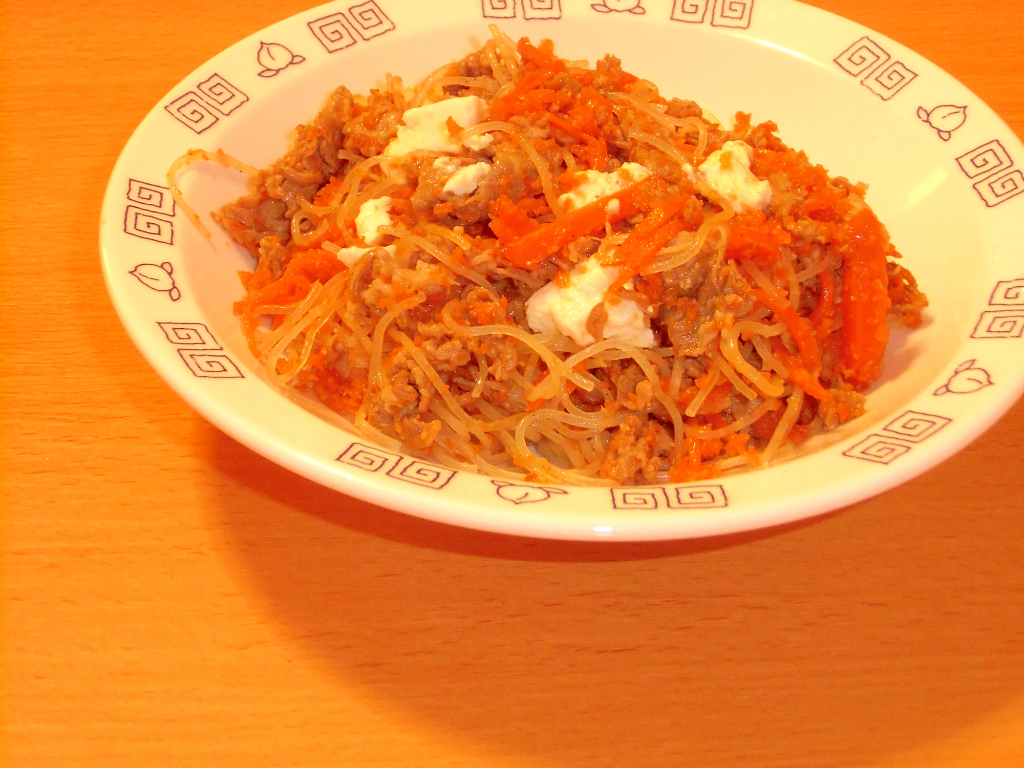 豆腐と春雨の韓国風マヨ炒め