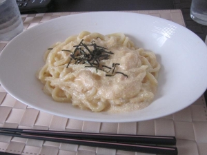 明太カルボナーラ風うどん☆