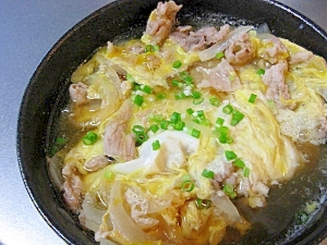 一人のお昼に♪簡単!豚卵とじ♪