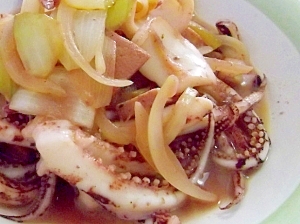 高野豆腐とイカのバター醤油炒め