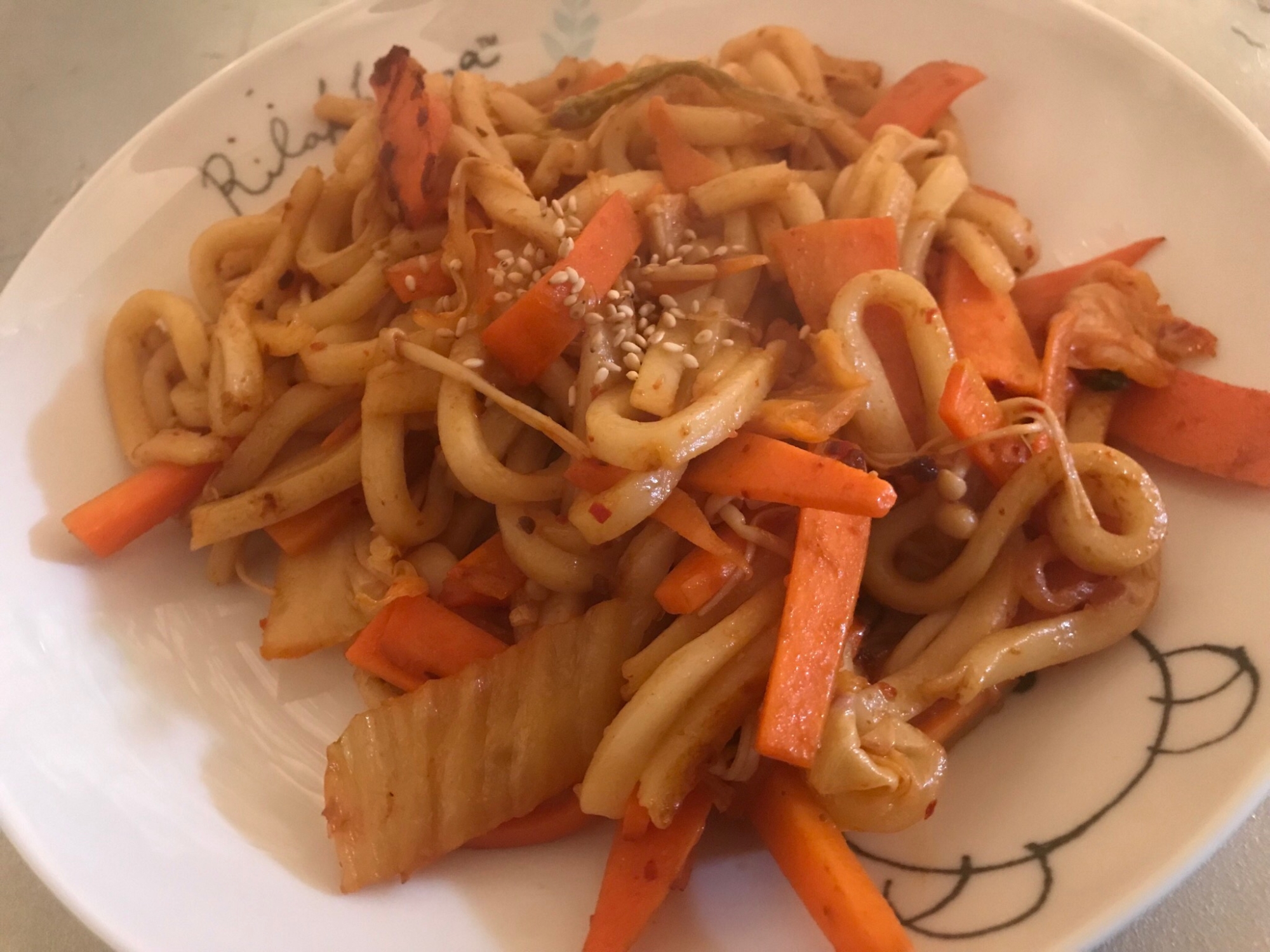 余り物で!味噌キムチ焼うどん