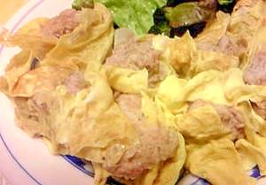 低糖質なシュウマイ♪薄焼き卵を皮に!(糖質制限むけ