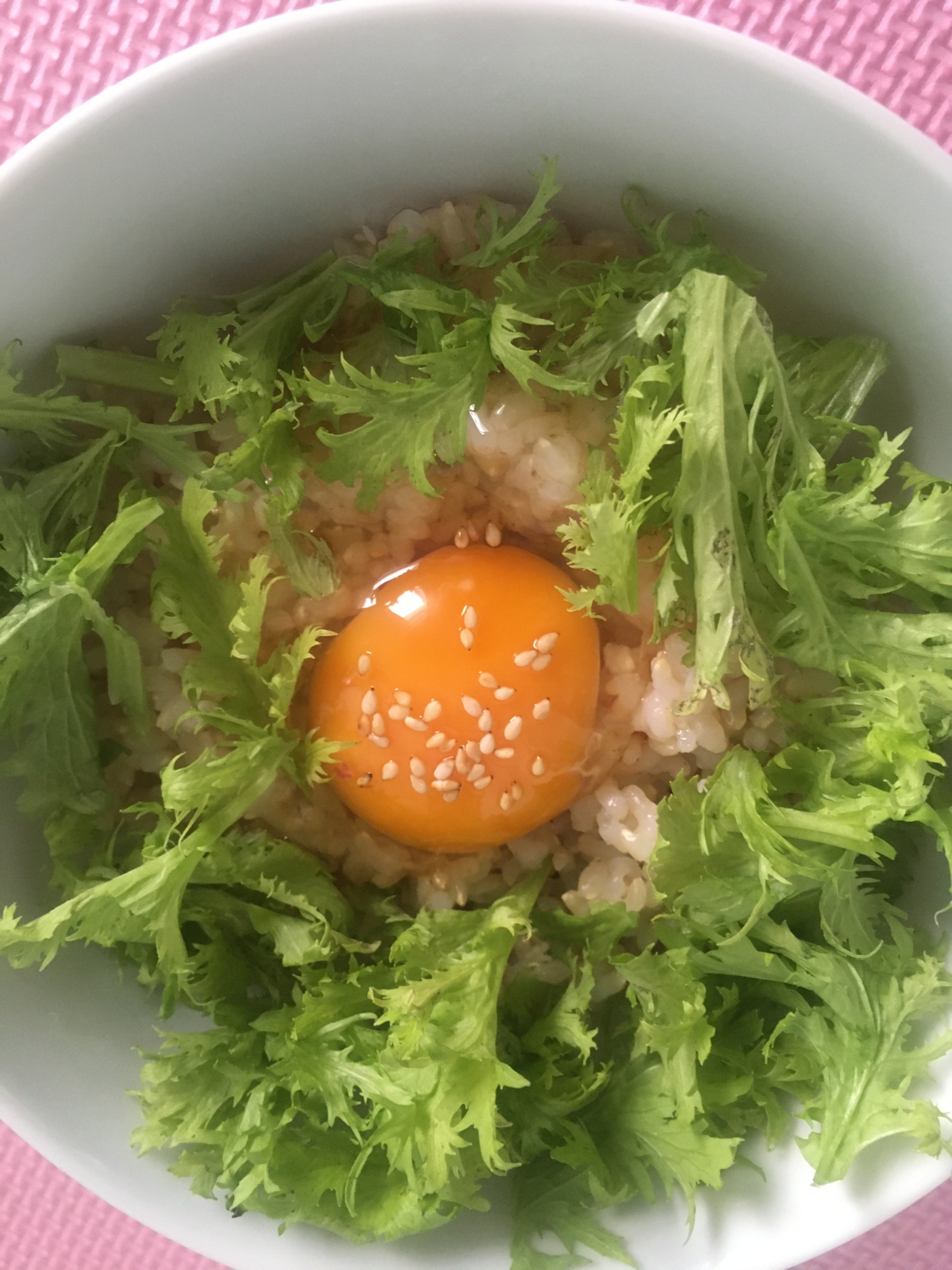 ワサビ菜の玄米卵かけご飯