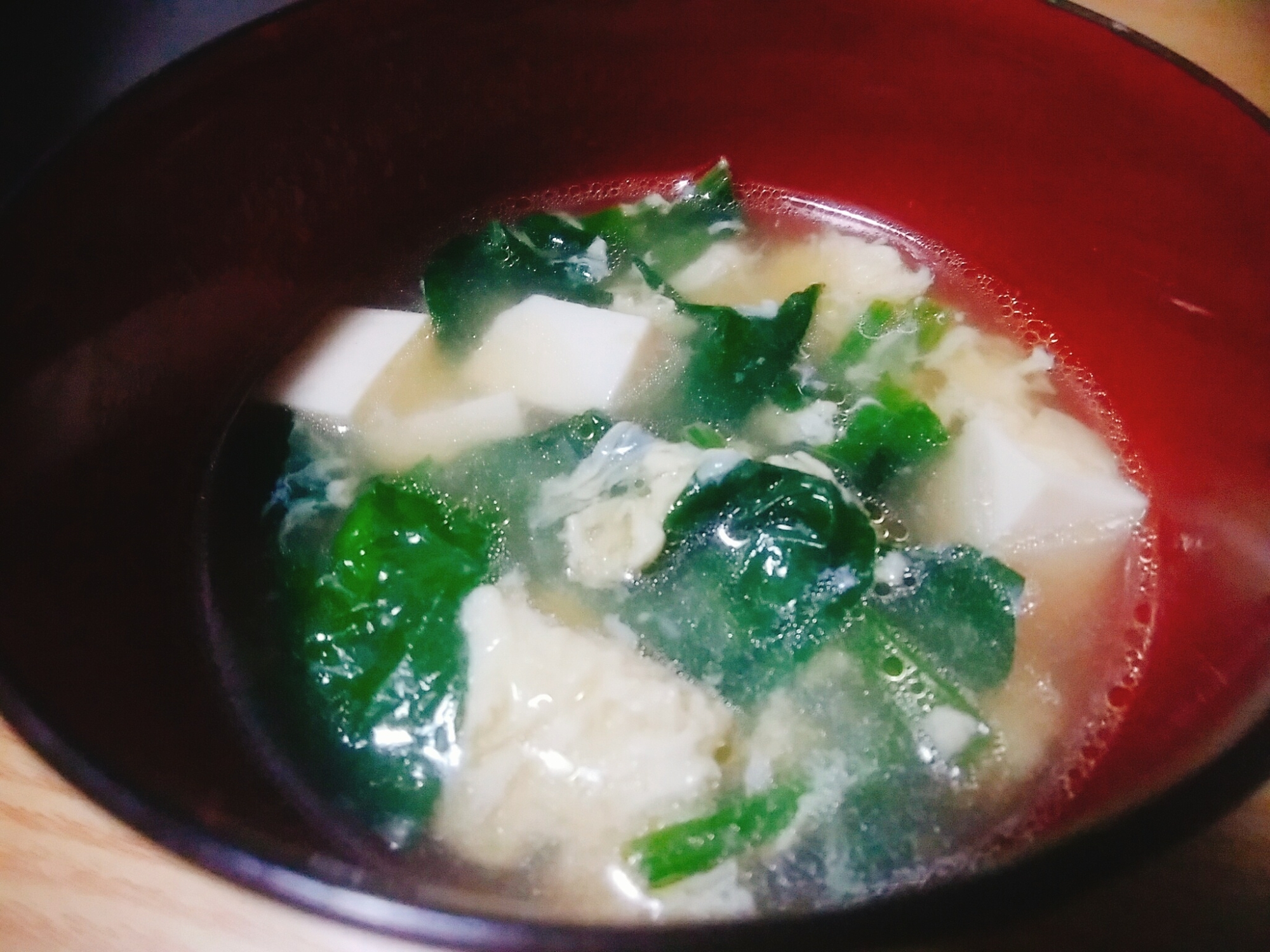 豆腐とほうれん草と卵のスープ