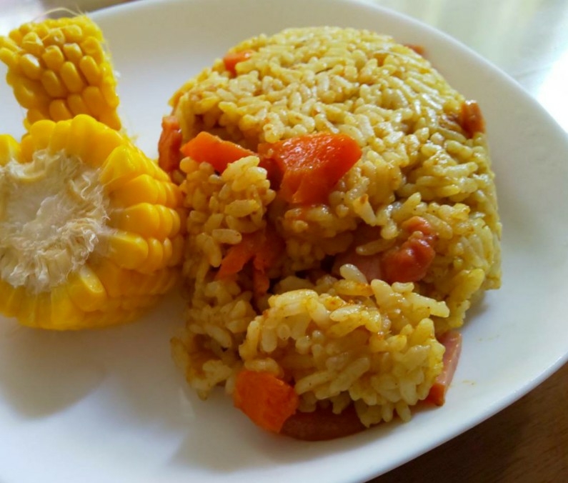 残ったカレーで、カレーピラフ