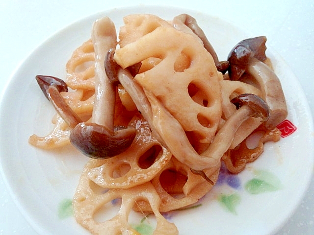 レンコンとしめじの醤油ソース煮