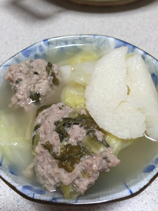 白菜と長芋&ひき肉団子のお鍋