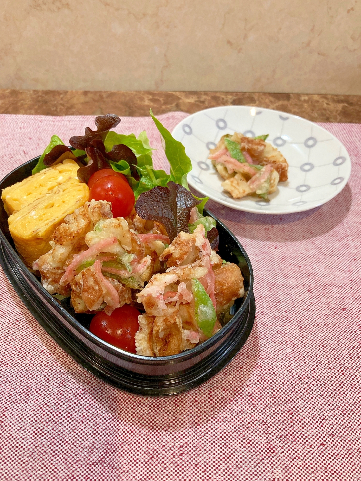 ♦️ちくわと紅しょうがの揚げ焼きかき揚げ♪お弁当に