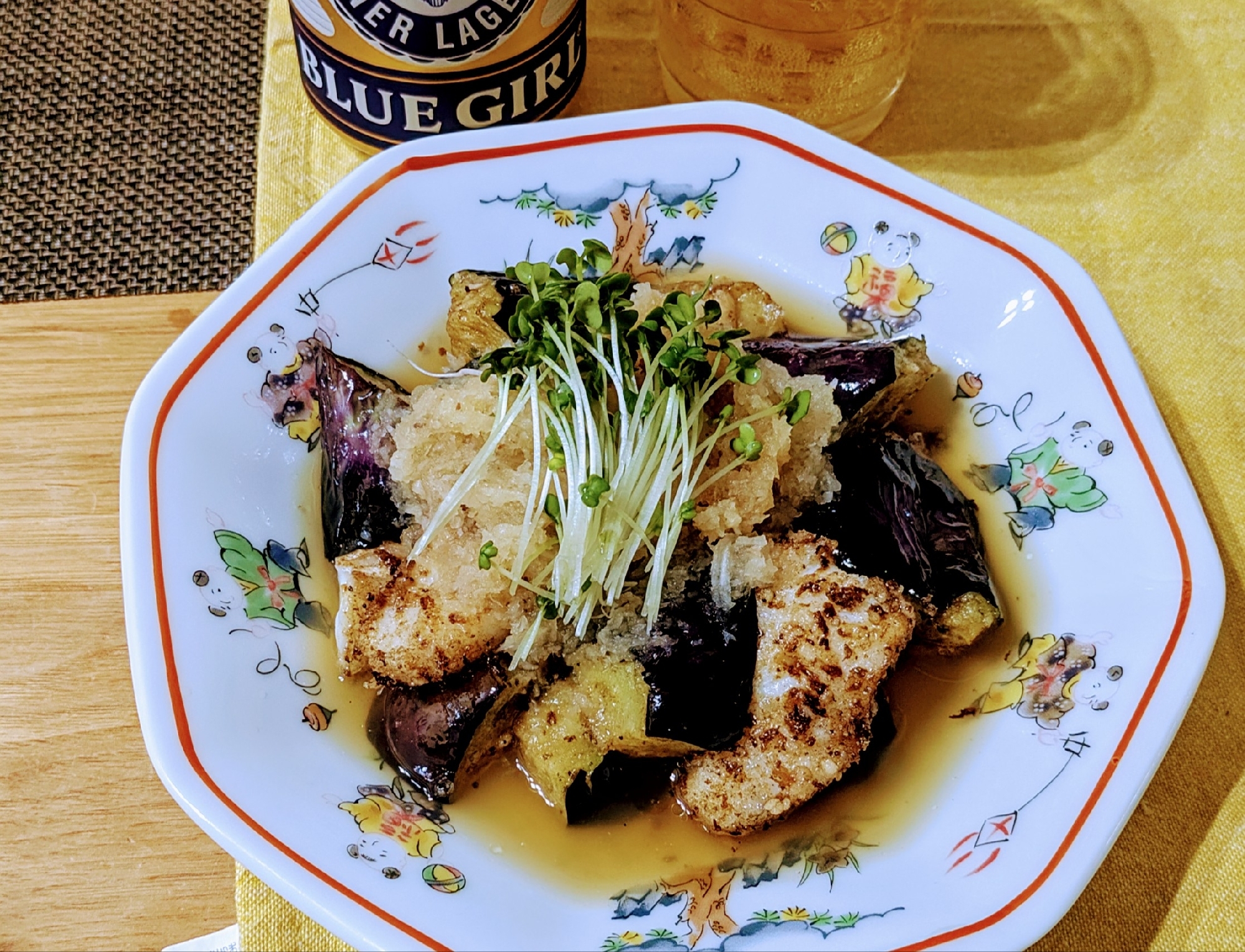 【主菜】松茸茶漬けで、鱈とナスの揚げ浸し