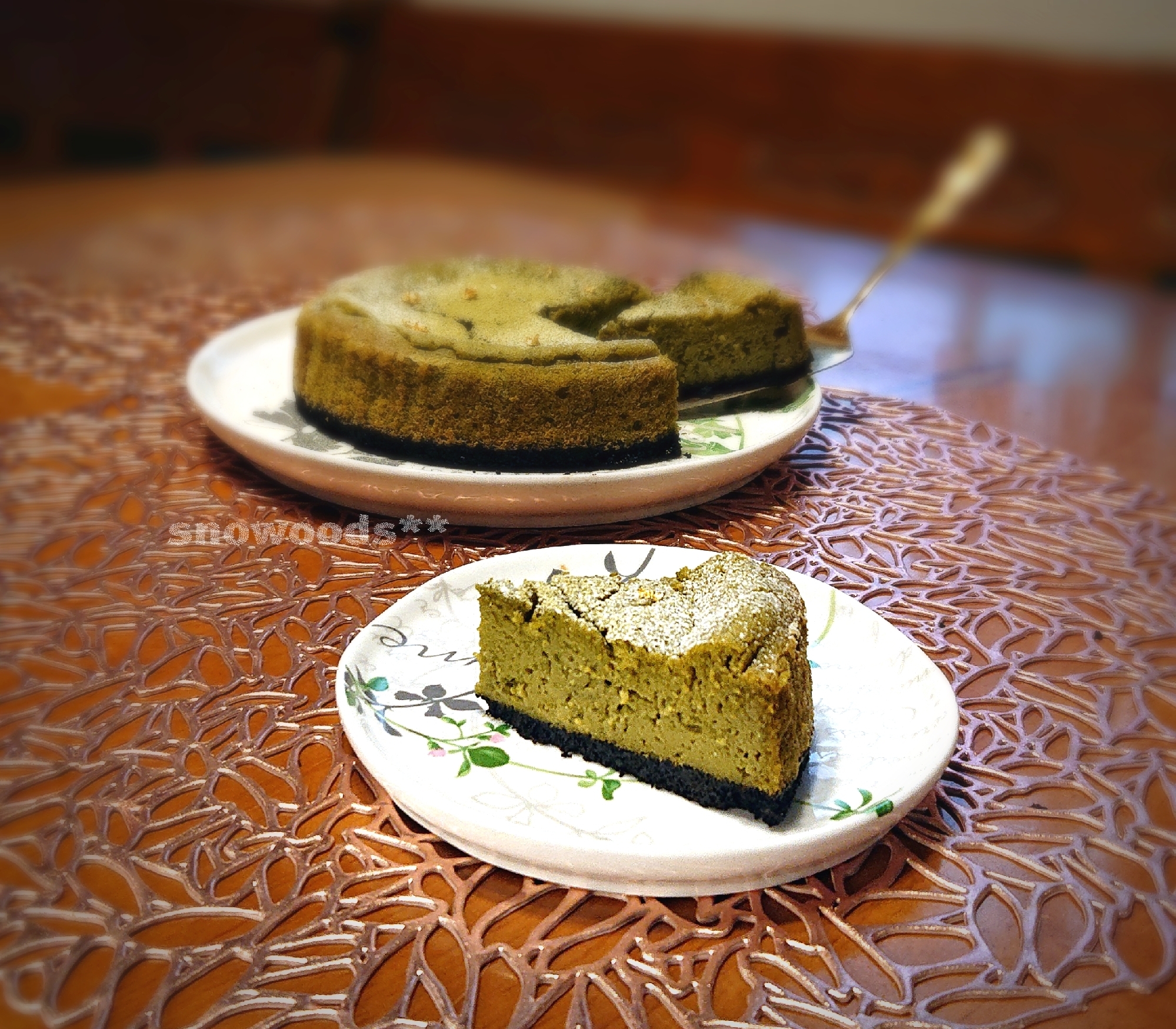 少しだけスフレ感✿簡単抹茶チーズケーキ