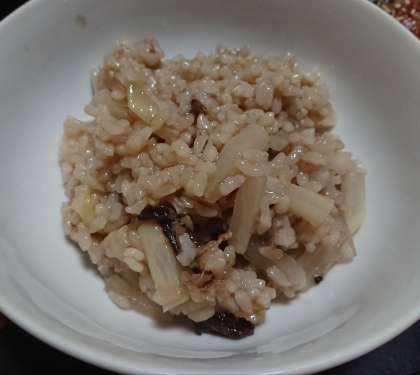 大根、かぶの葉、高菜漬けの雑炊
