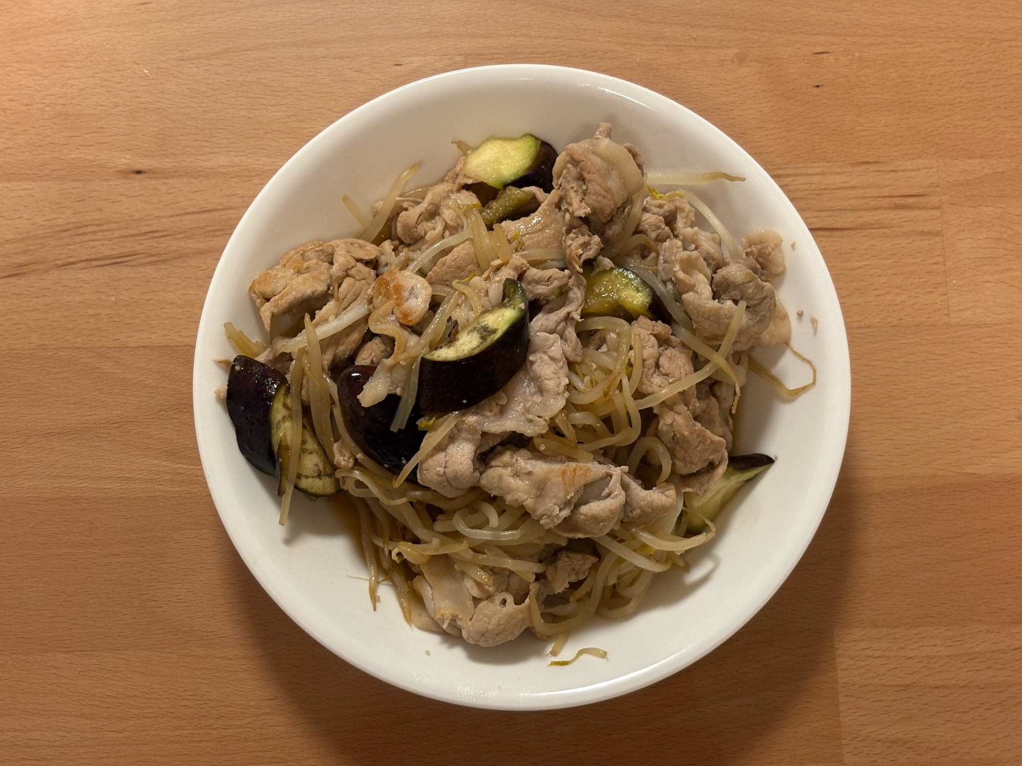 豚肉となすのもやし炒め