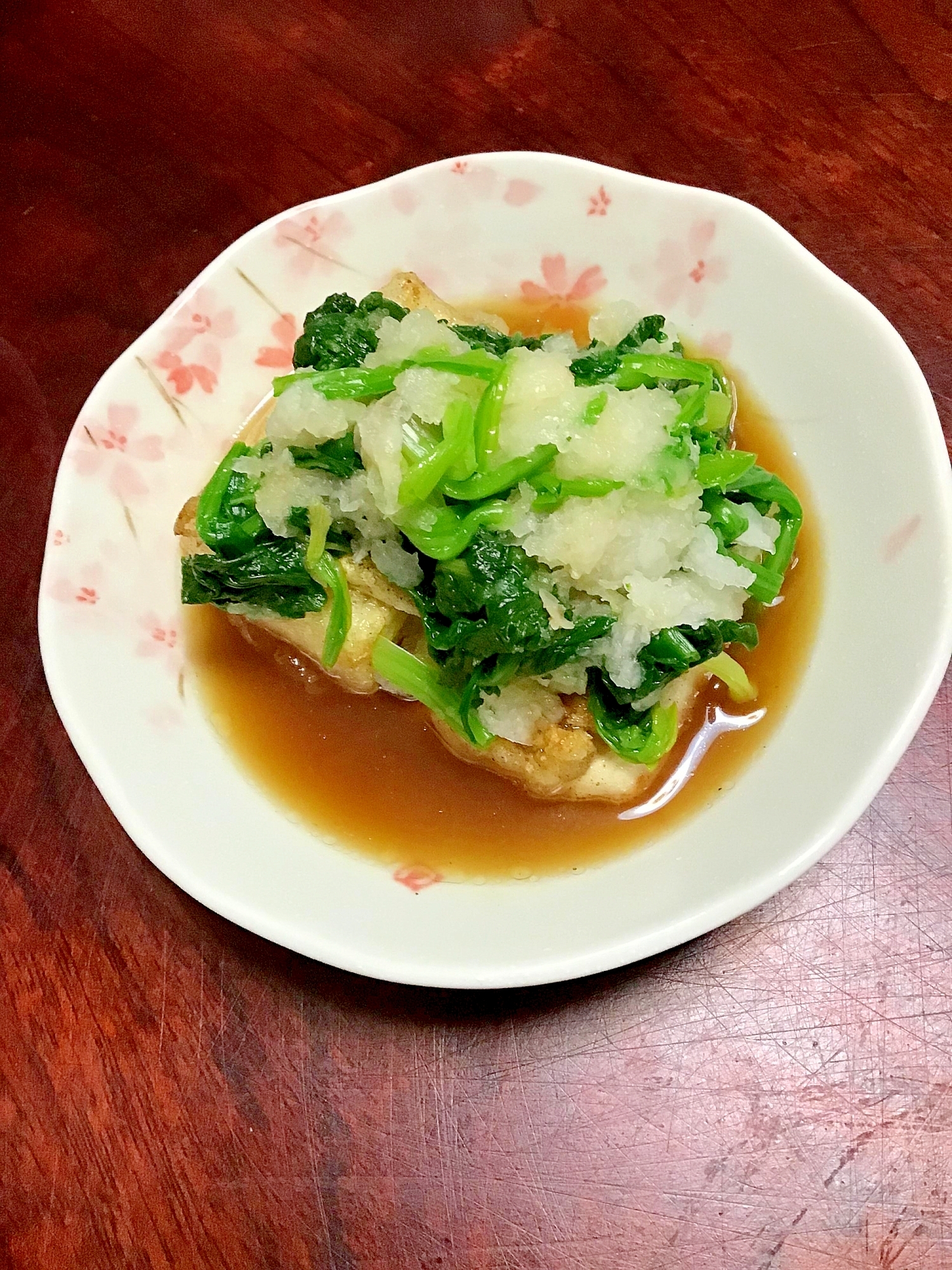 小松菜おろしの揚げ出汁豆腐。