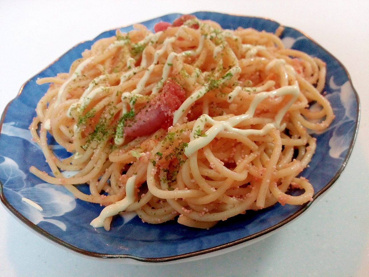 辛子明太子と青のりマヨのパスタ