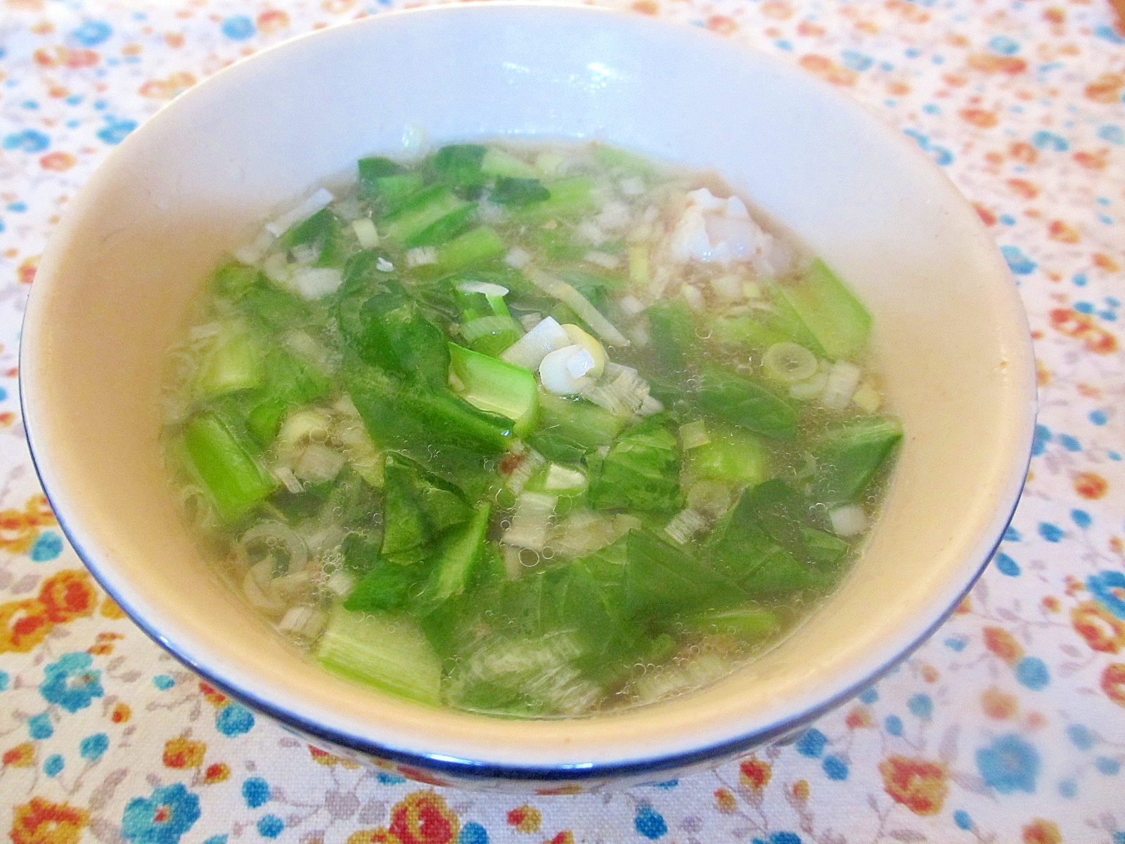 手羽元と小松菜のネギ味噌スープ