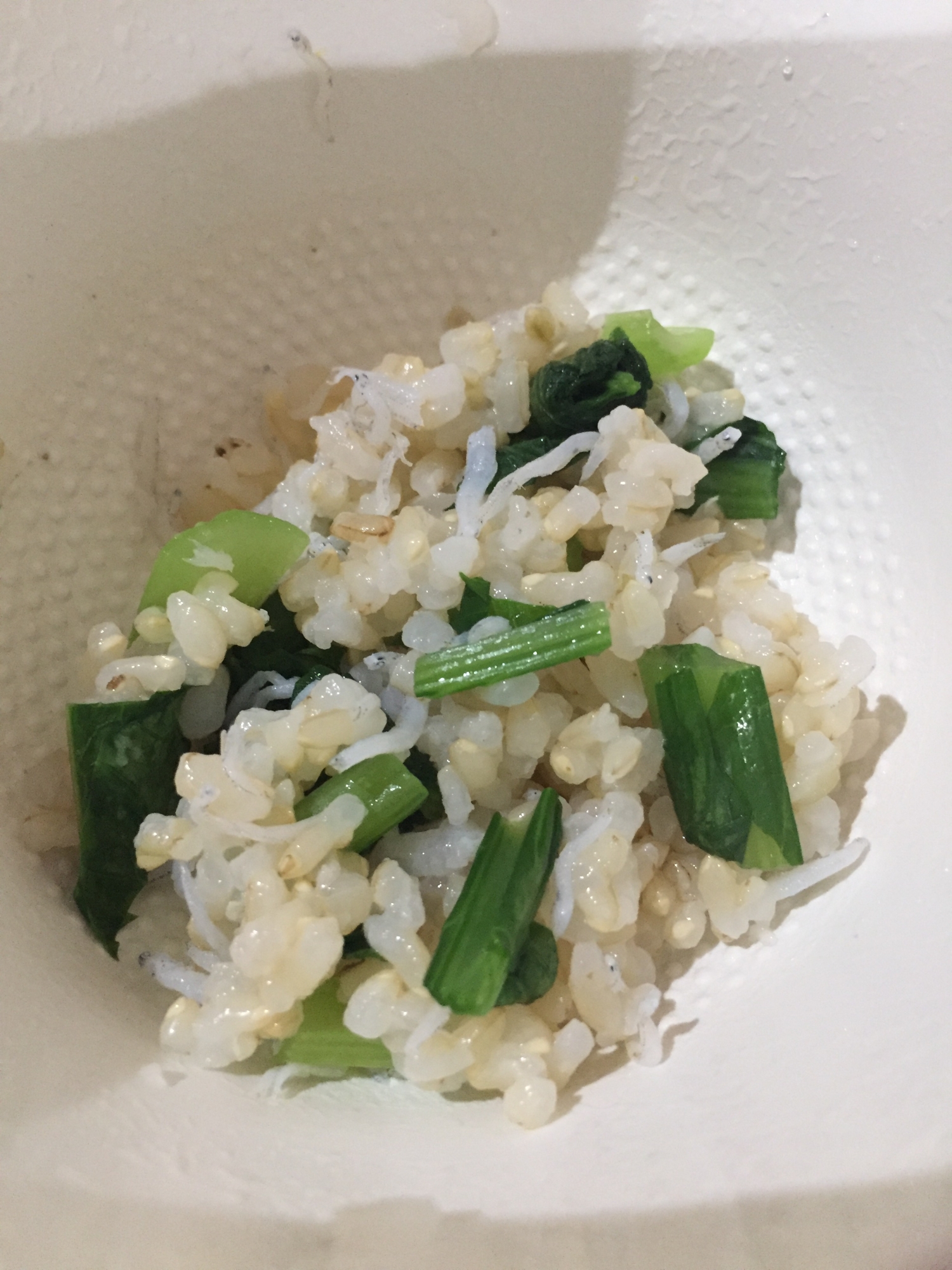 小松菜としらすのカルシウムたっぷり混ぜご飯！