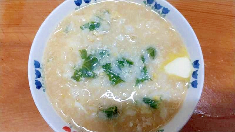 白菜玉子雑炊/あごだしバター