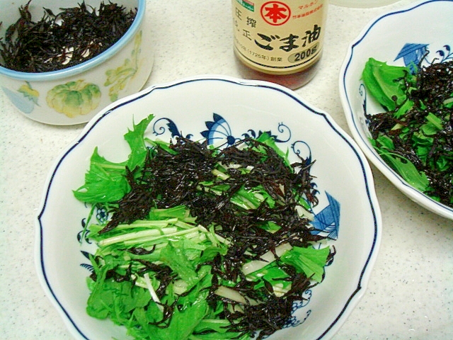ひじきと水菜のナムル風胡麻サラダ