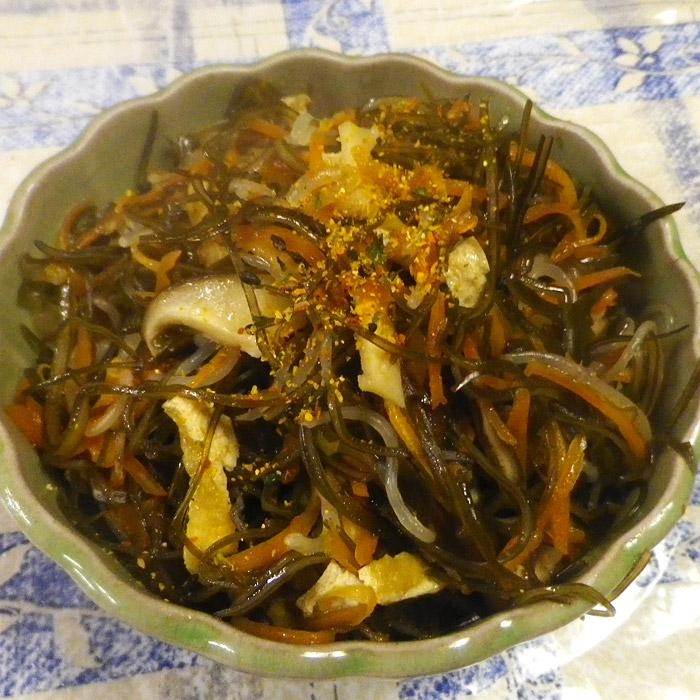 切り昆布シラタキの生姜炒め煮