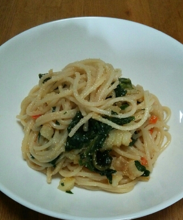 タラコとほうれん草ポテトのスパゲッティー