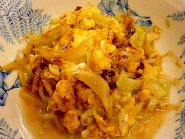 半熟卵と野菜の味噌いため