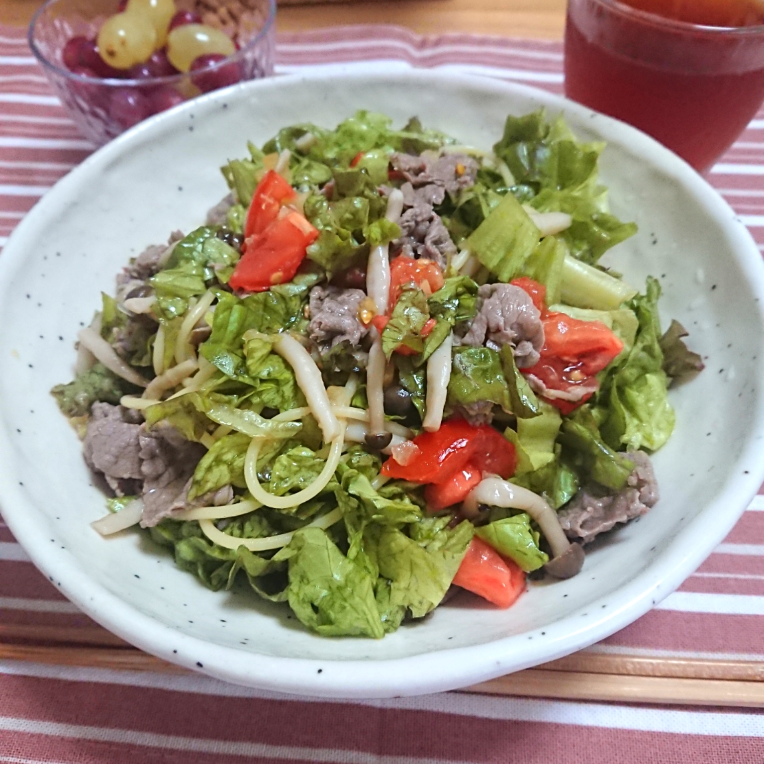 【糖質制限】牛しゃぶと塩レモンのパスタ