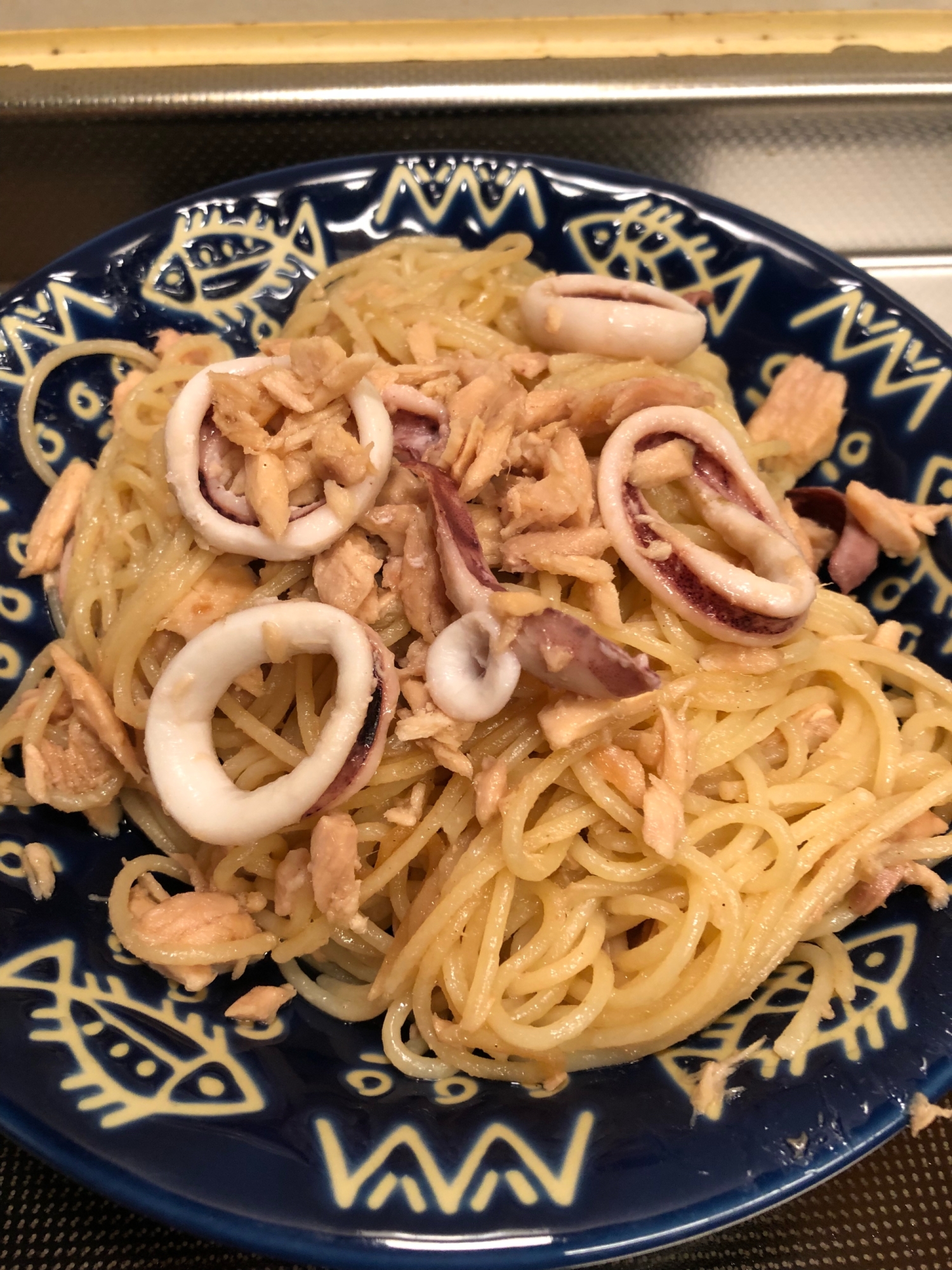 冷やしても美味しい♪イカとツナの和風パスタ^_^