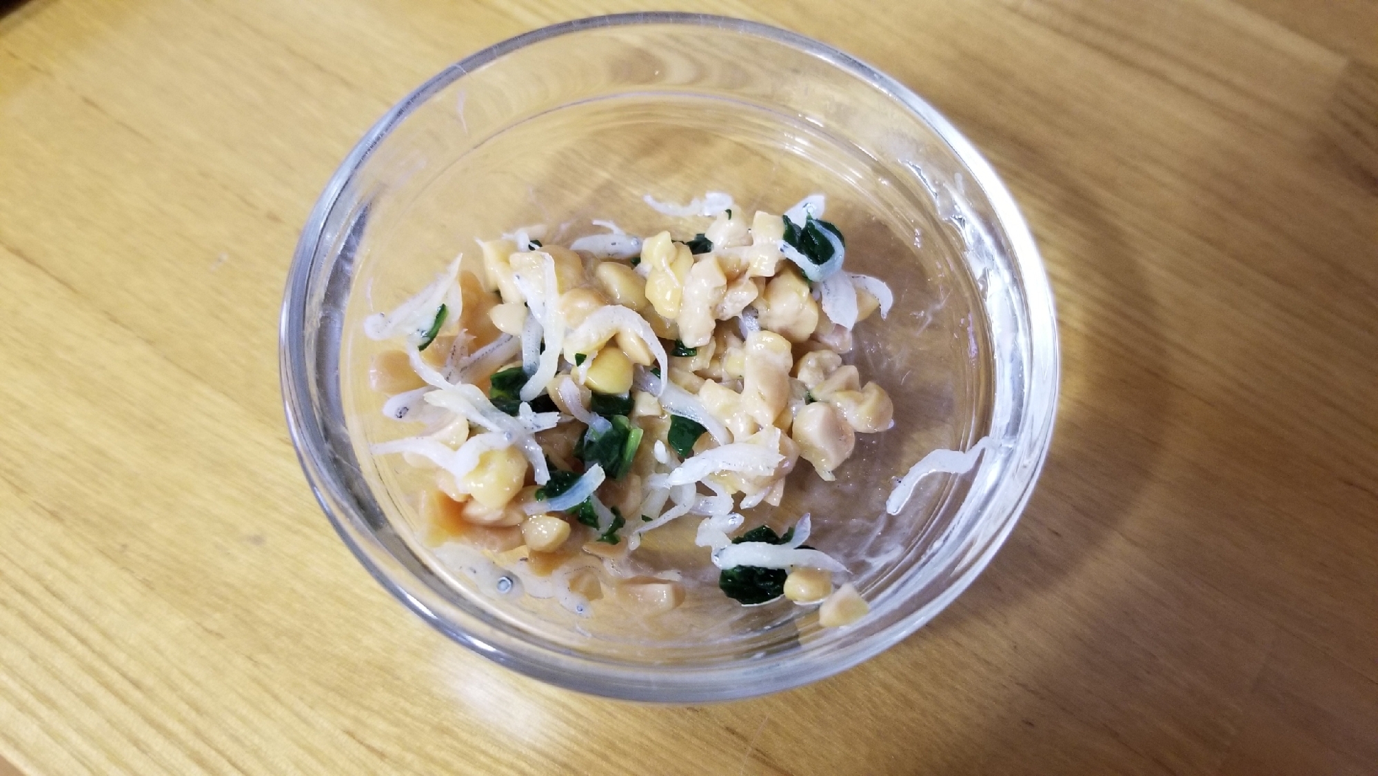 混ぜ混ぜしらす、小松菜、納豆(離乳食後期)