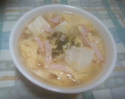 豆腐とハムたまごのスープ