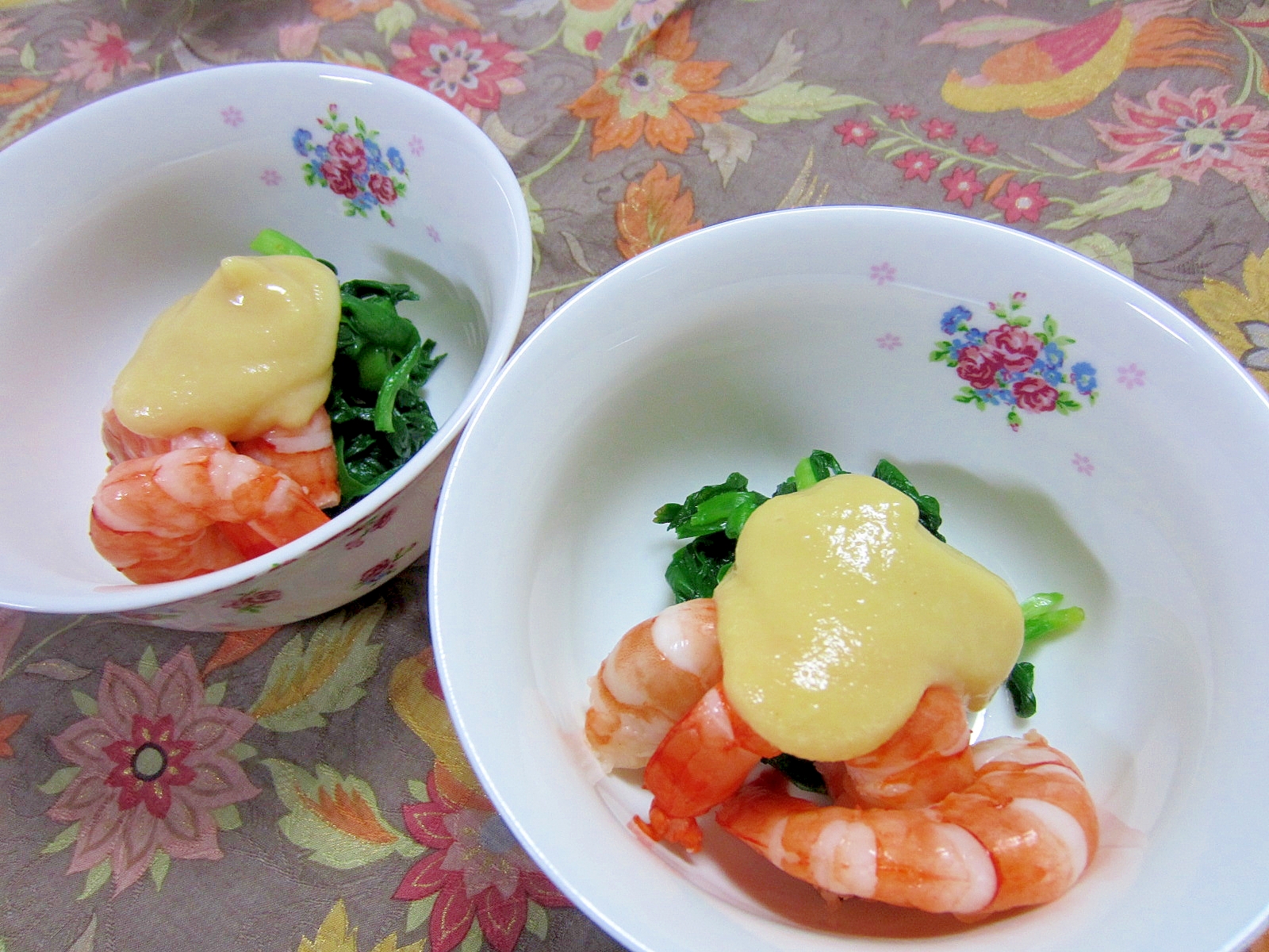 えびとニラの酢味噌掛け