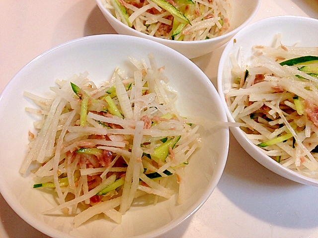 シャキシャキ美味しい☆大根ときゅうりとツナのサラダ