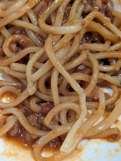 レトルトソースで☆大豆ミートとニンニクのパスタ特盛