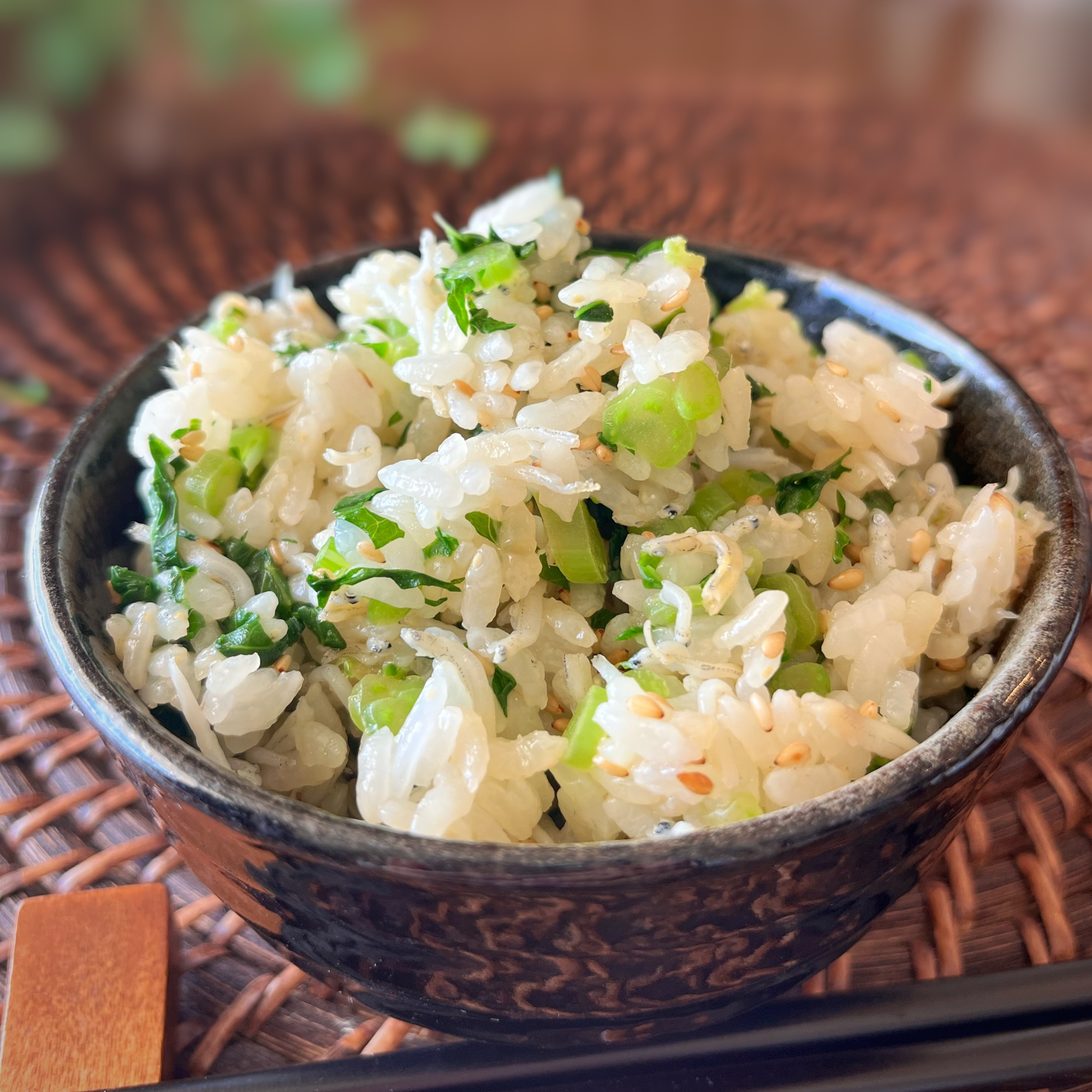 大根の葉としらすの混ぜご飯