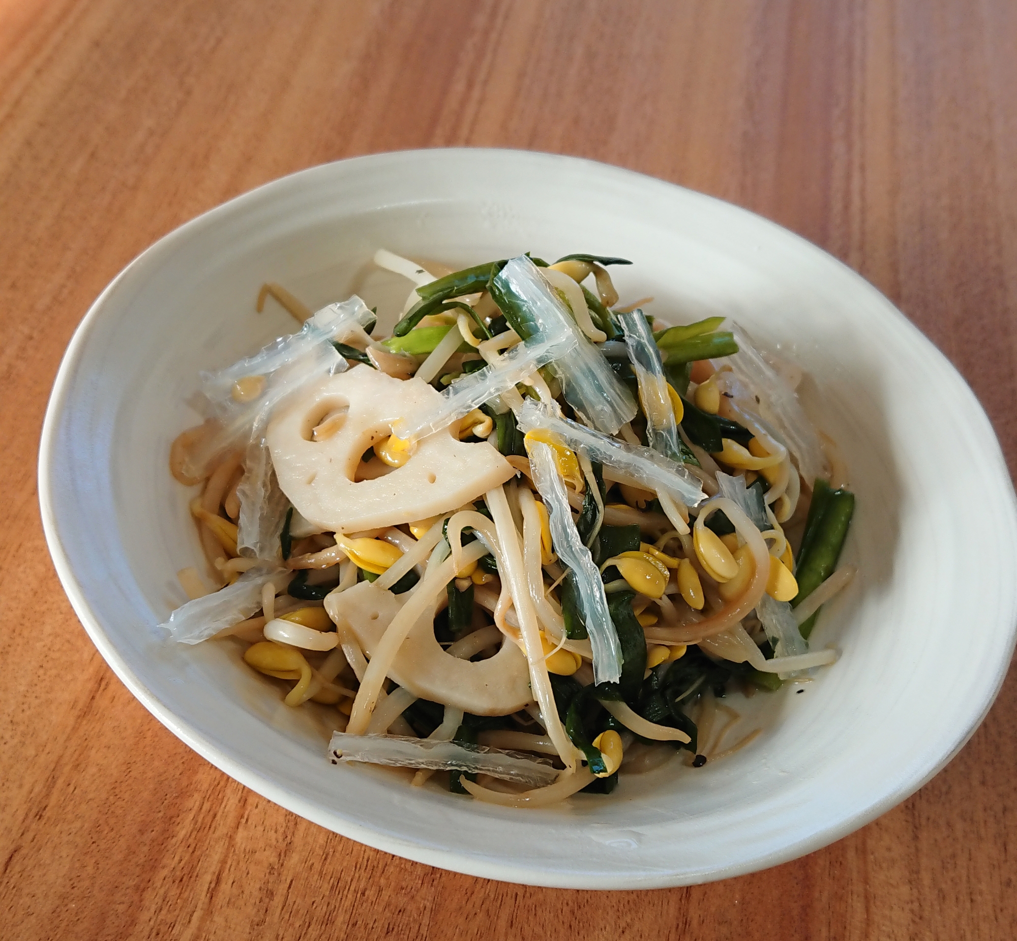 寒天屋さんの豆もやしとハスのシャキシャキ炒め