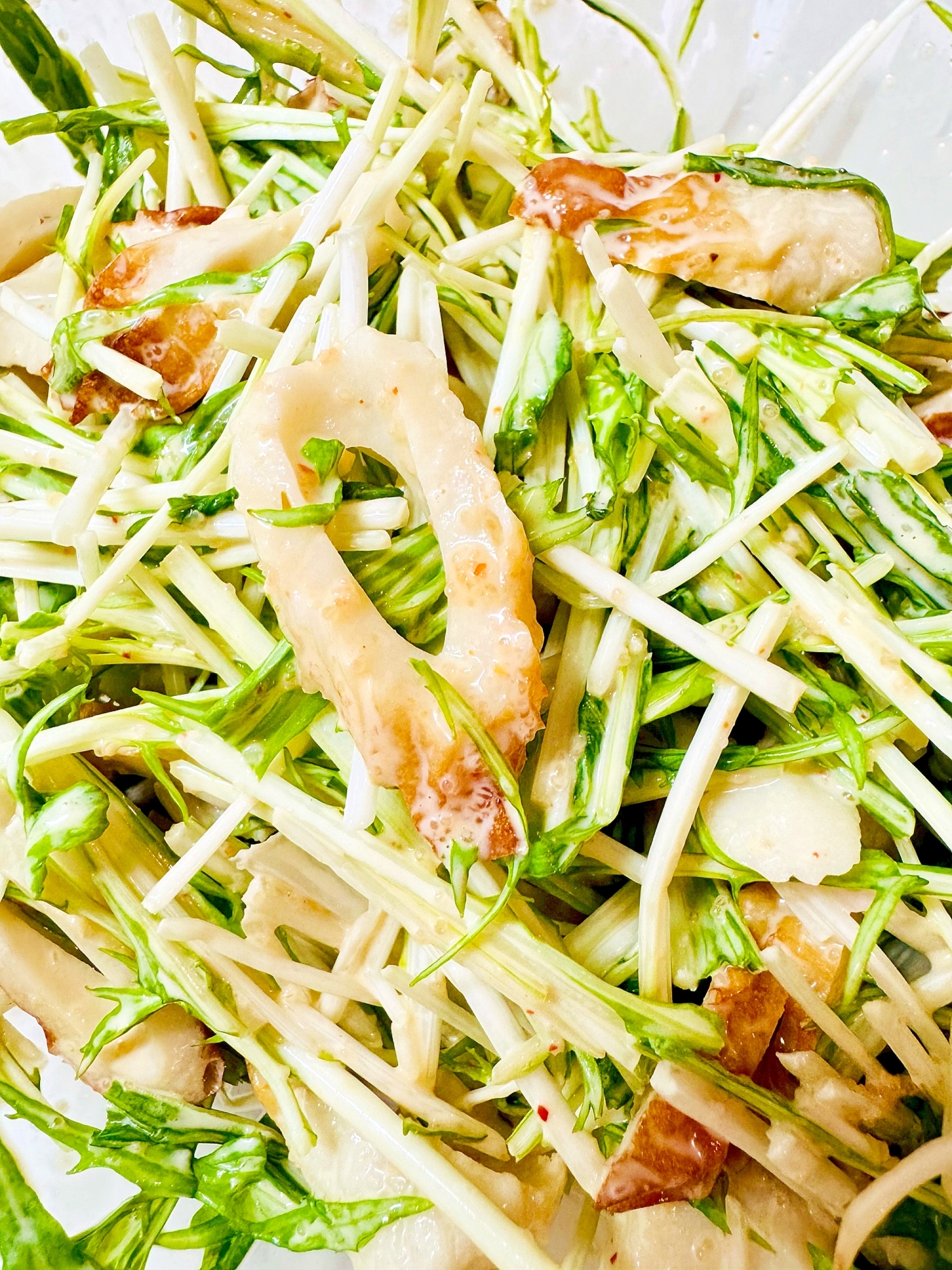 水菜と竹輪の明太マヨサラダ