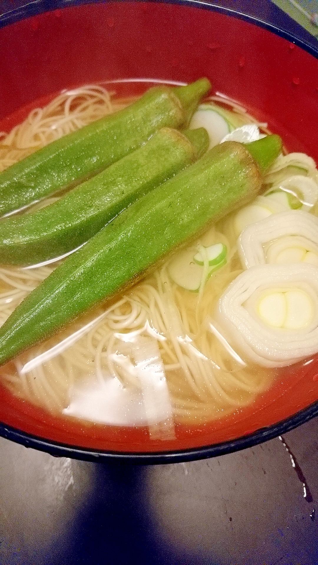 【麺料理】冷凍おくらのにゅうめん