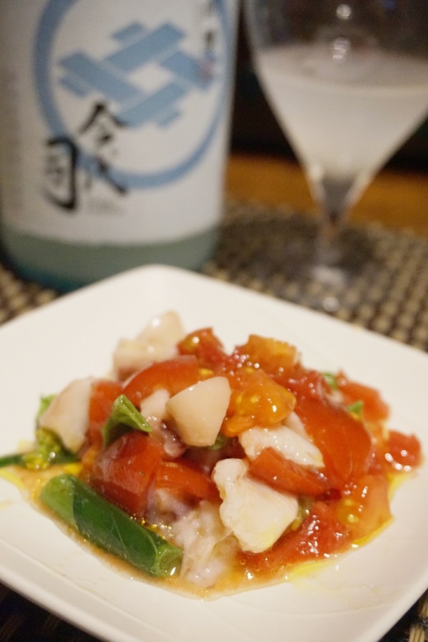 【新潟食材】蛸とアスパラ菜のセビチェ