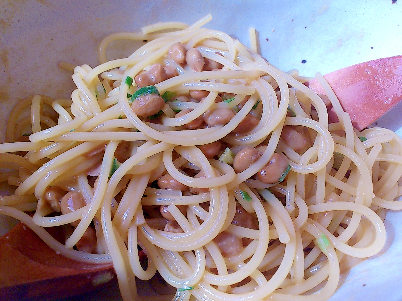 包丁いらず混ぜるだけ☆納豆味噌パスタ