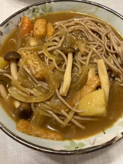 残り物でカレー蕎麦