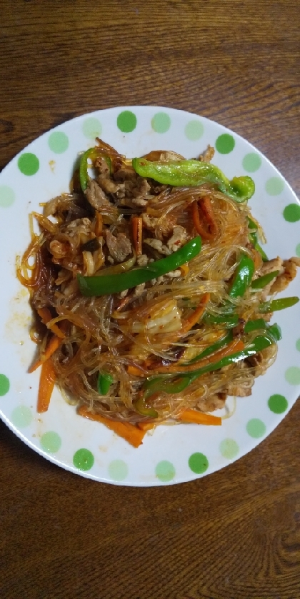 焼肉のタレで豚キムチ春雨