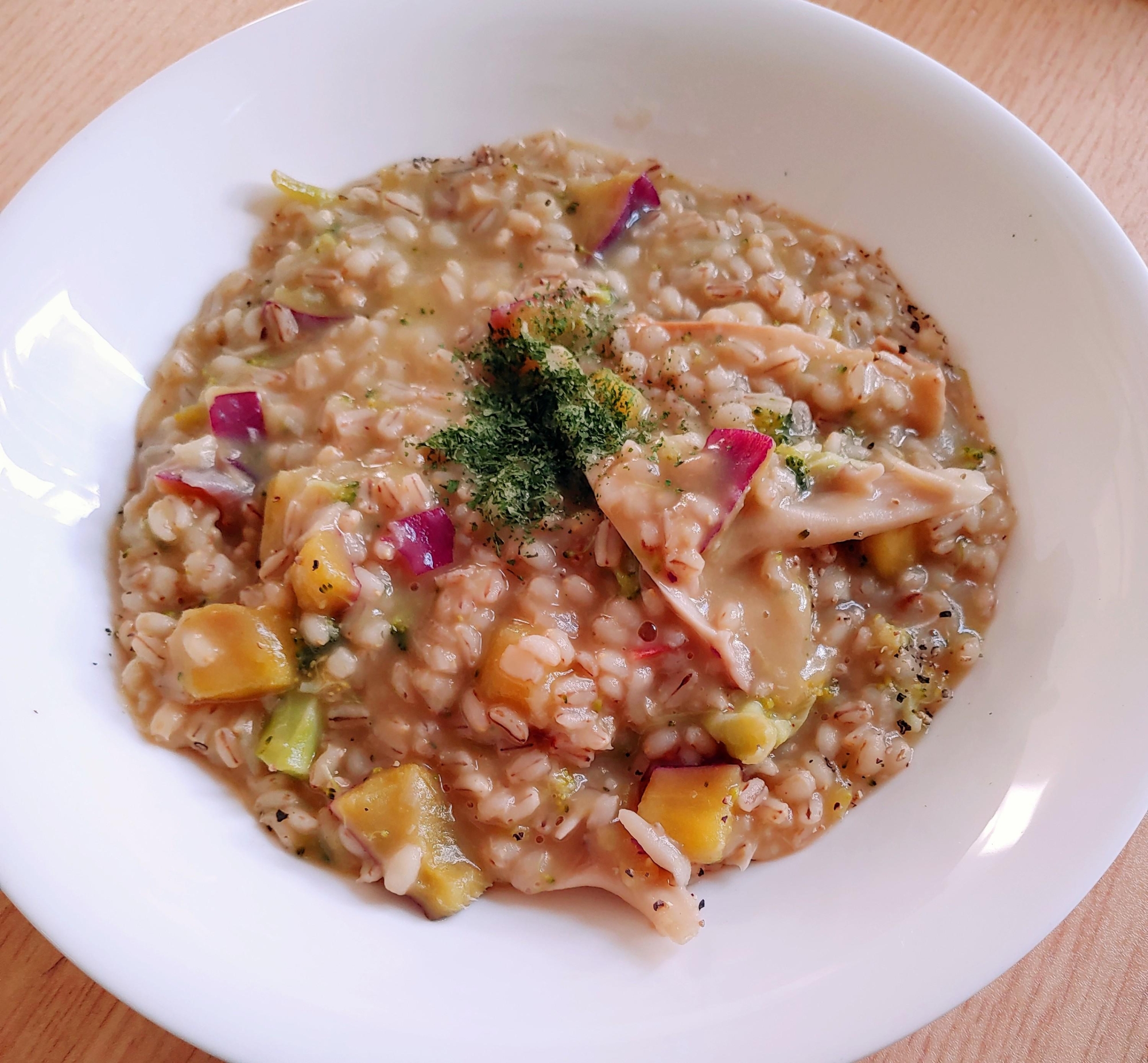 ブイヨンを使わない?食物繊維たっぷりもち麦リゾット