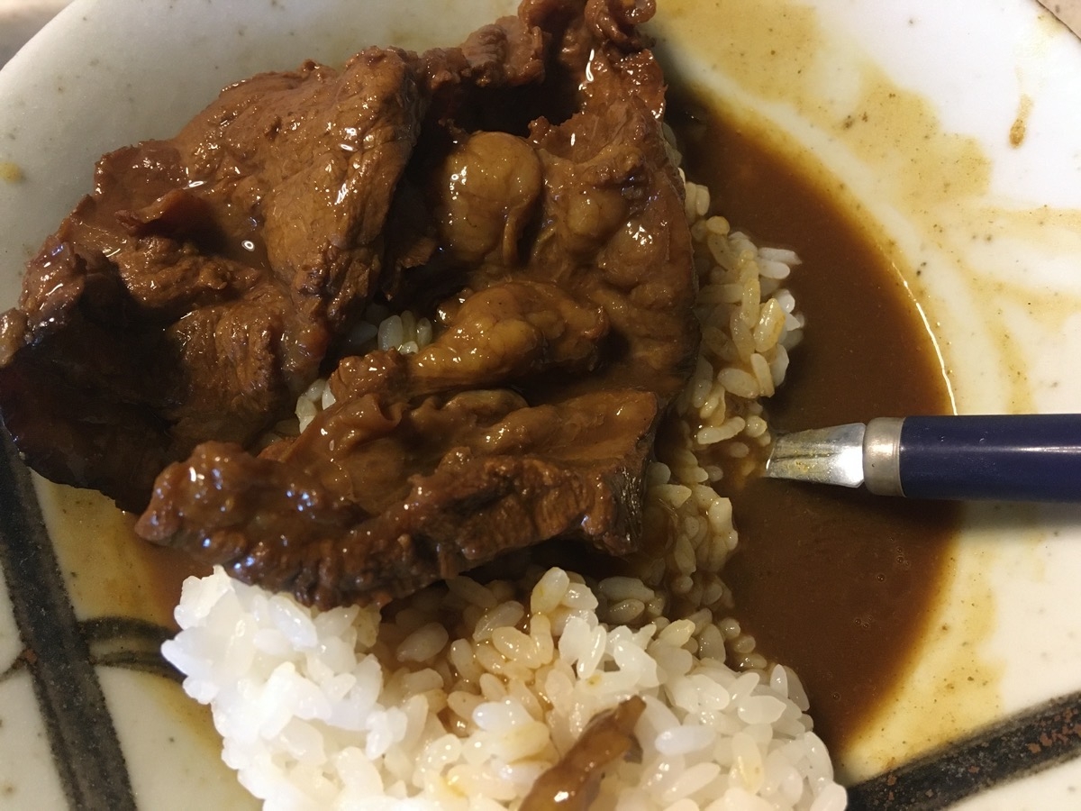 続一人暮らしのついに食えるニンニク肉だけカレー