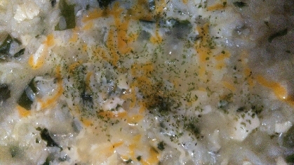 味噌汁でチーズ雑炊