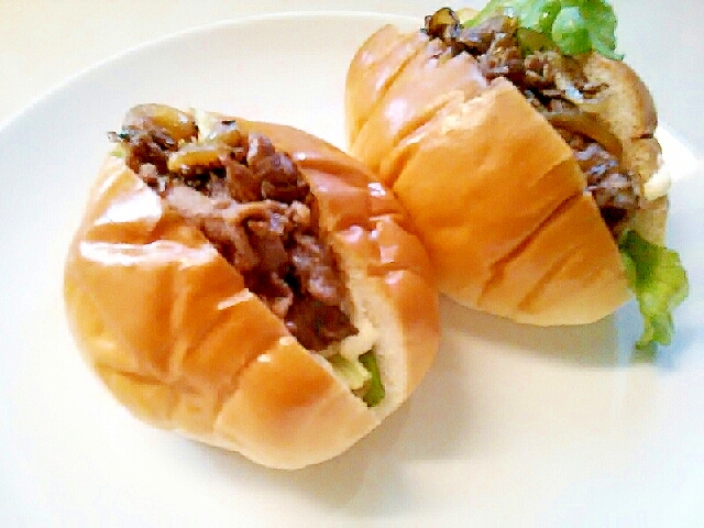 こまぎれ牛肉のテリヤキ風☆ロールサンド