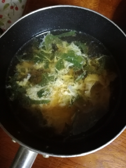 大葉と玉子の中華スープ